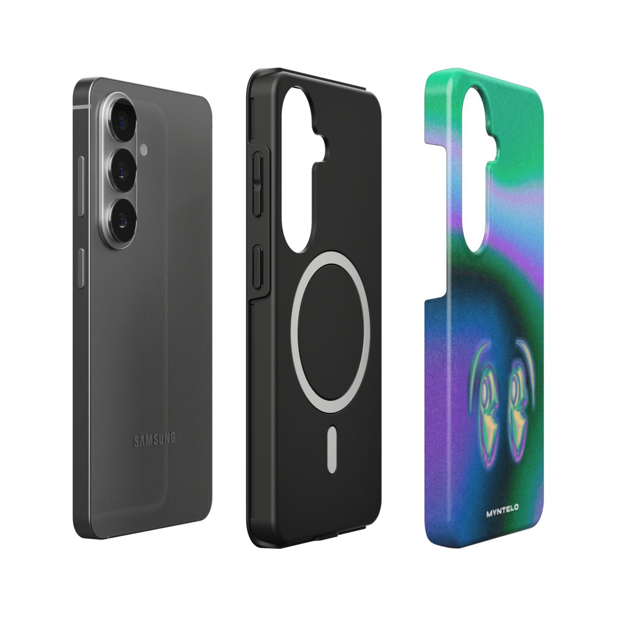 Viridian Magnetic Tough Case for Samsung Galaxy by MYNTELO, layers: phone, black TPU liner with magnetic ring, printed shell