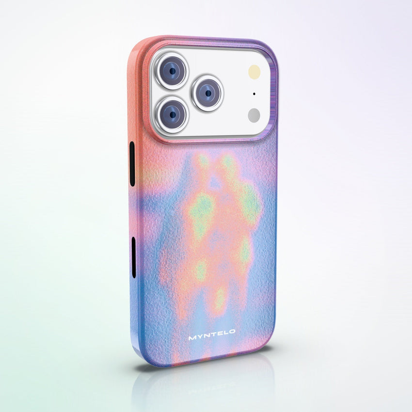 Fervor MagSafe Tough Phone Case by MYNTELO, angled back view on an iPhone