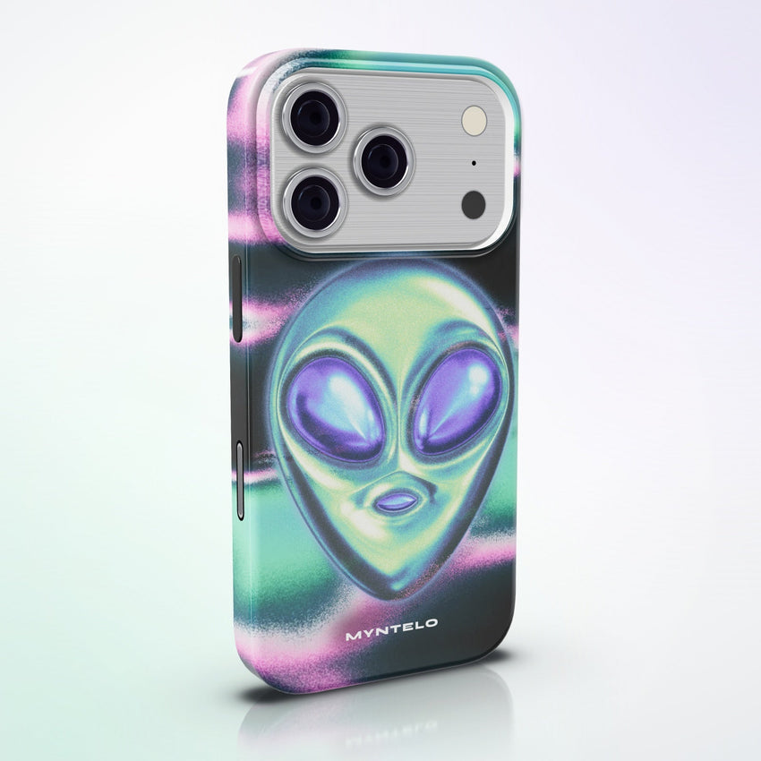 Mirage MagSafe Tough Phone Case by MYNTELO, angled back view on an iPhone