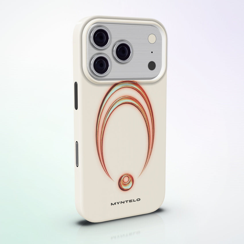 Telios MagSafe Tough Phone Case by MYNTELO, angled back view on an iPhone