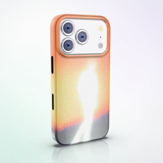 Vesper MagSafe Tough Phone Case by MYNTELO, angled back view on an iPhone