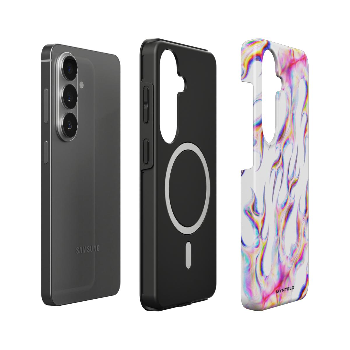 Ether Magnetic Tough Case for Samsung Galaxy by MYNTELO, layers: phone, black TPU liner with magnetic ring, printed shell