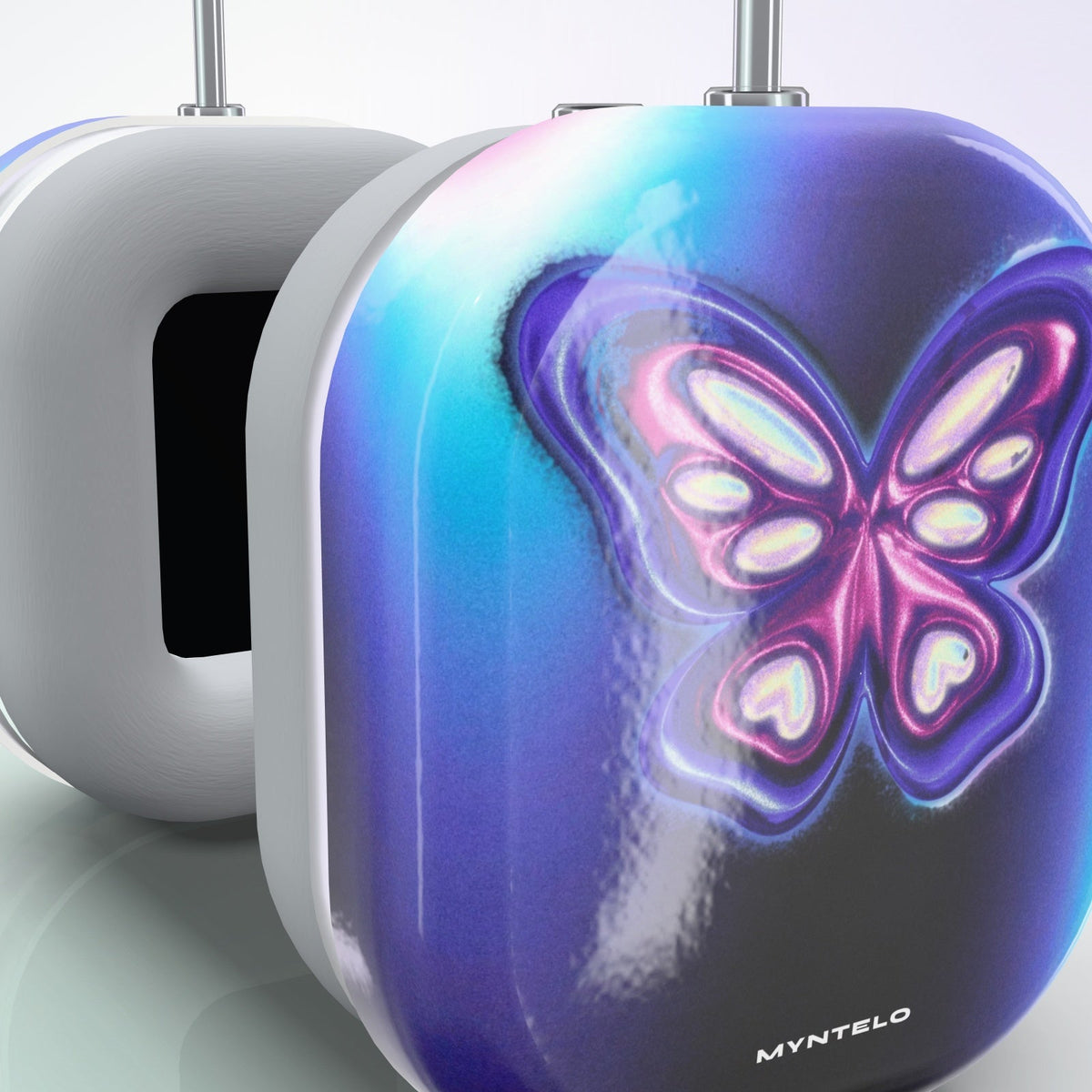 Monarch AirPods Max Case by MYNTELO, close-up of the shell edge