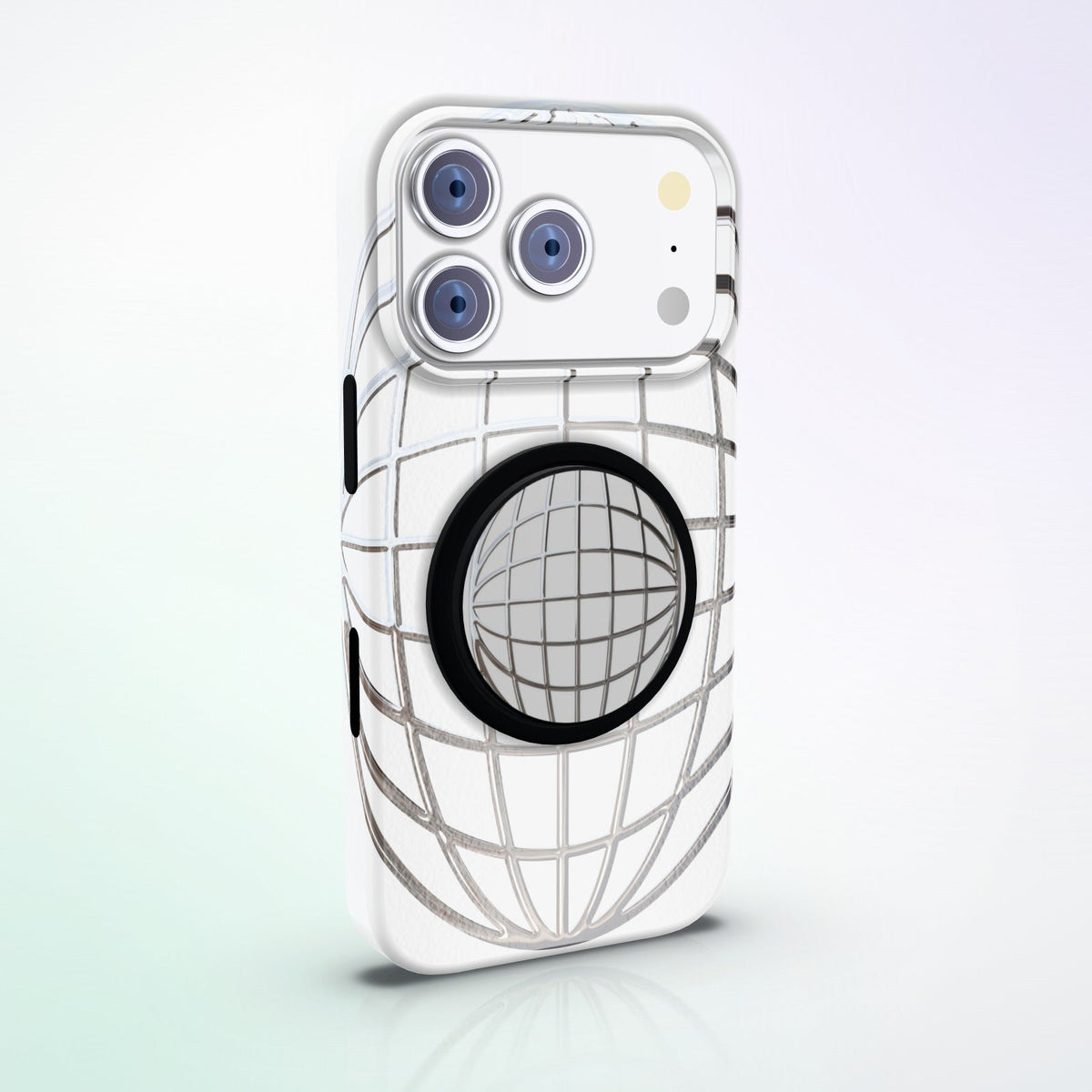 Reticulum Magnetic Grip by MYNTELO, angled view on the phone