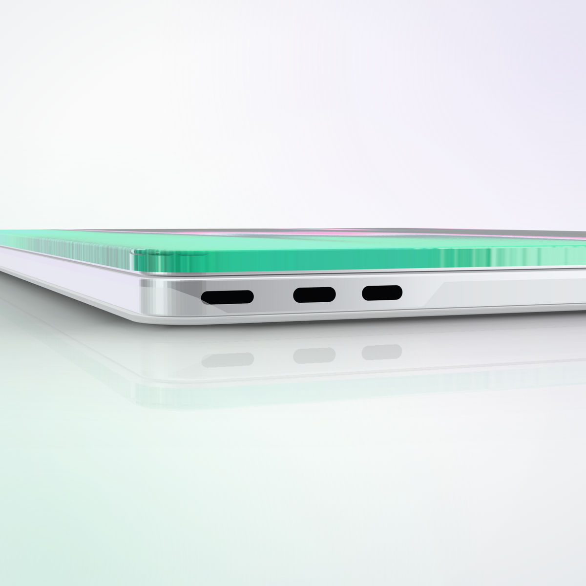 Mirage MacBook Case by MYNTELO, edge close-up with port cut-outs