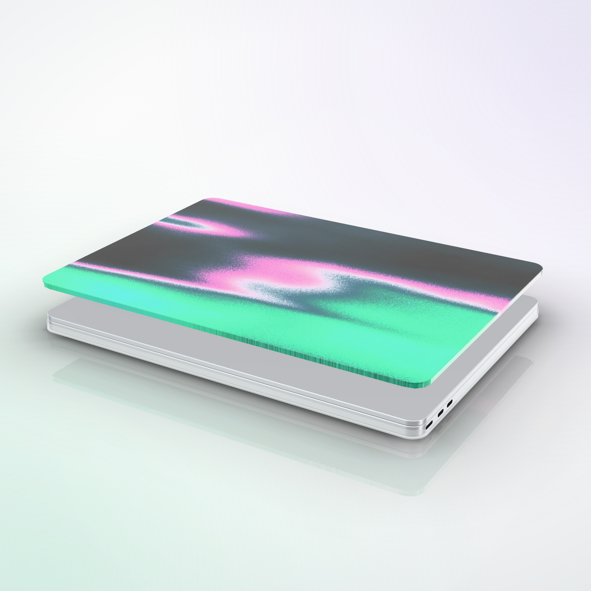 Mirage MacBook Case by MYNTELO, shell lifted off the lid