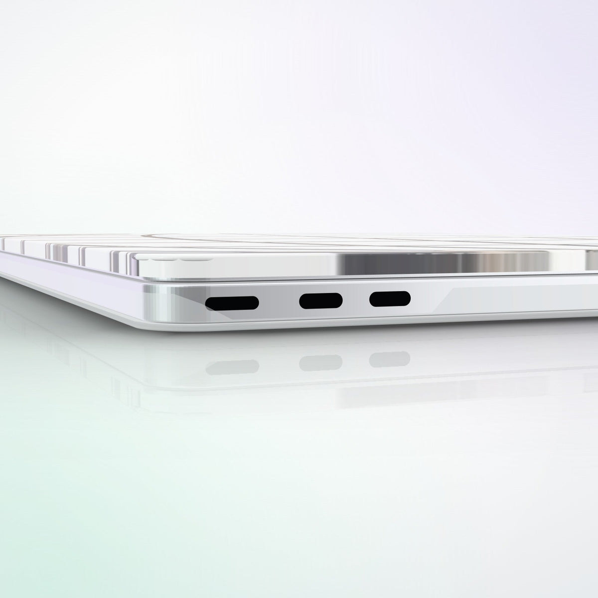Reticulum MacBook Case by MYNTELO, edge close-up with port cut-outs