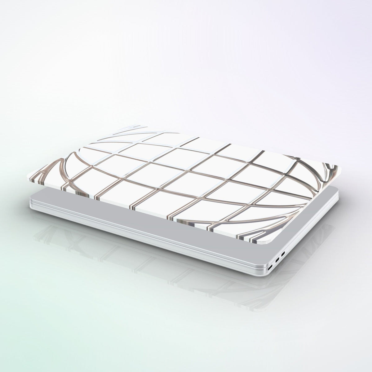 Reticulum MacBook Case by MYNTELO, shell lifted off the lid