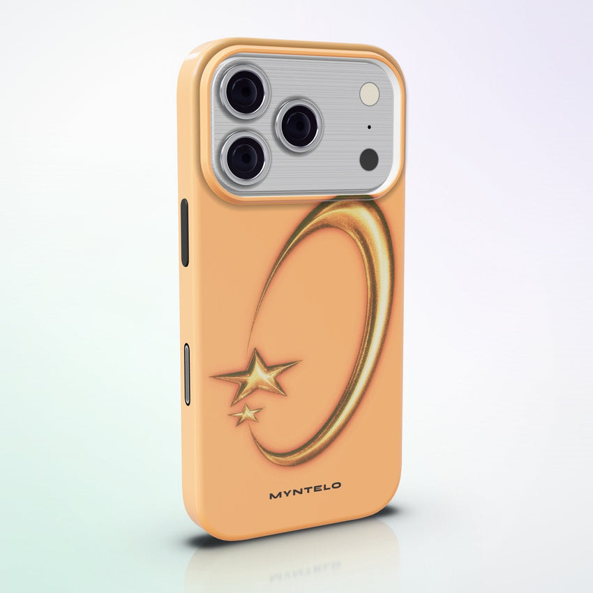 Astra MagSafe Tough Phone Case by MYNTELO, angled back view on an iPhone