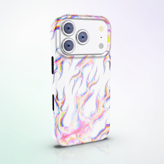 Ether MagSafe Tough Phone Case by MYNTELO, angled back view on an iPhone