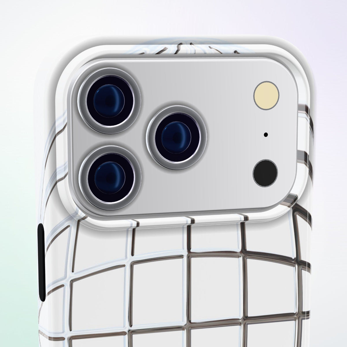 Reticulum MagSafe Tough Phone Case by MYNTELO, close-up of the raised camera cutout