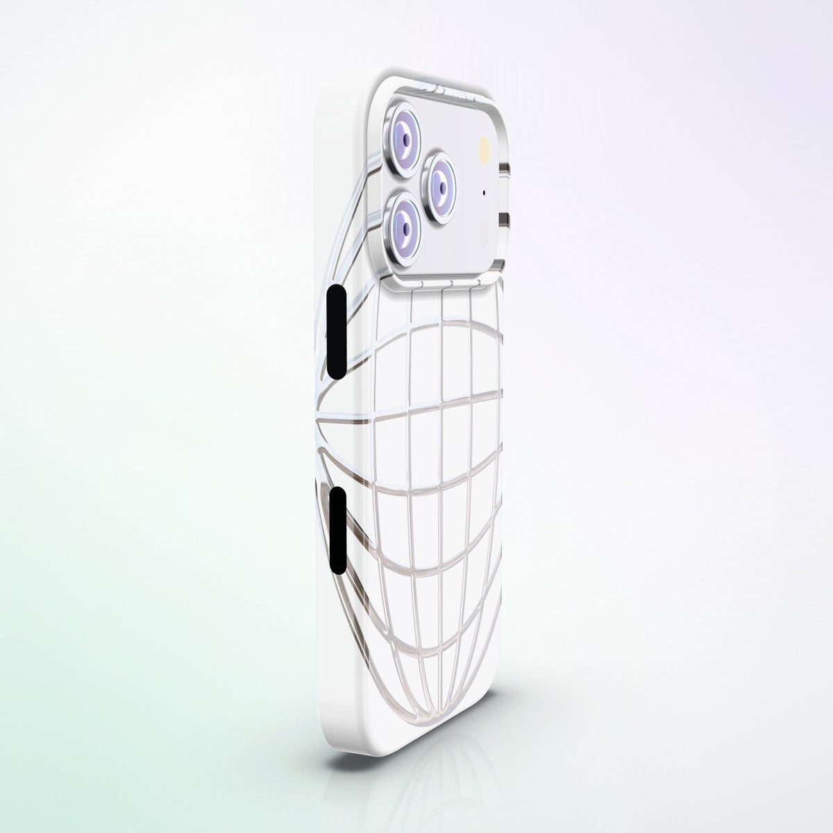 Reticulum MagSafe Tough Phone Case by MYNTELO, side view with the print wrapping the edge