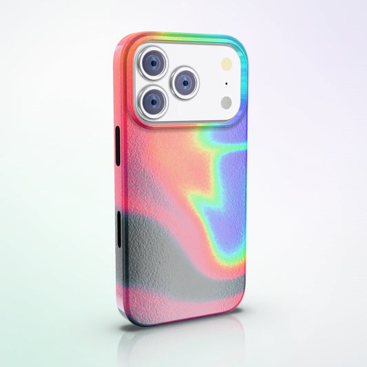 Thermia MagSafe Tough Phone Case by MYNTELO, angled back view on an iPhone