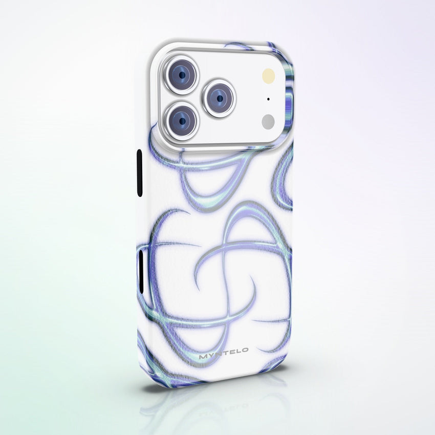 Vitium MagSafe Tough Phone Case by MYNTELO, angled back view on an iPhone