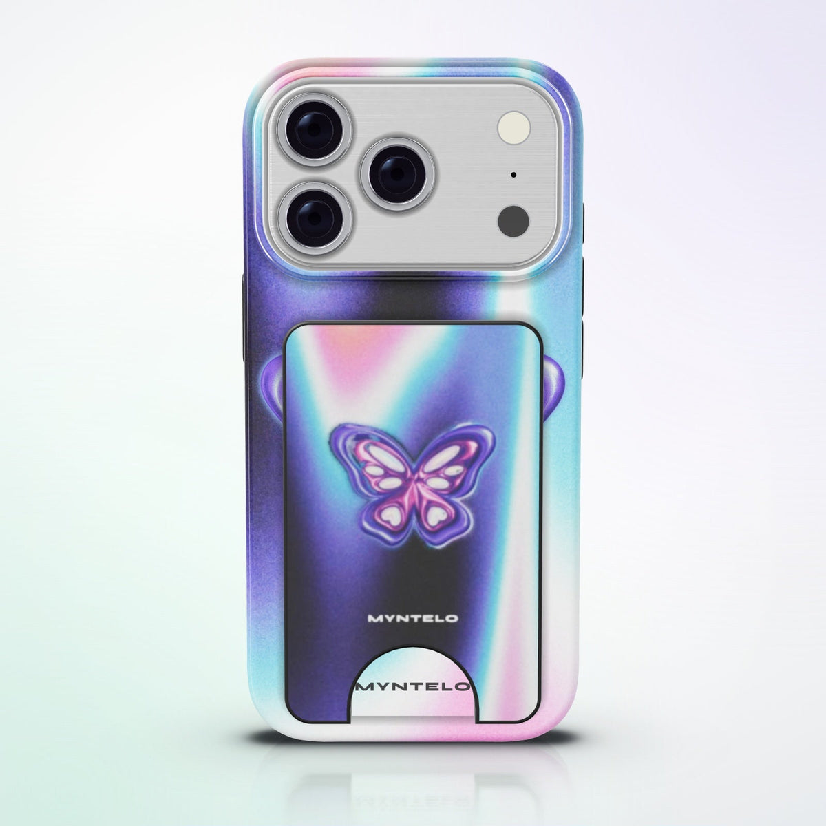 Monarch Magnetic Wallet by MYNTELO, snapped onto the back of the matching phone case