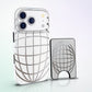 Reticulum Magnetic Wallet by MYNTELO, standing next to the matching phone case
