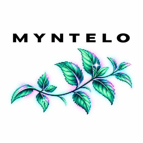 MYNTELO with a pixelated mint branch